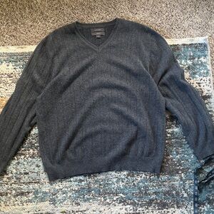 Cezani Mens Large Cashmere Knit Grey Lightweight Comfy Sweater